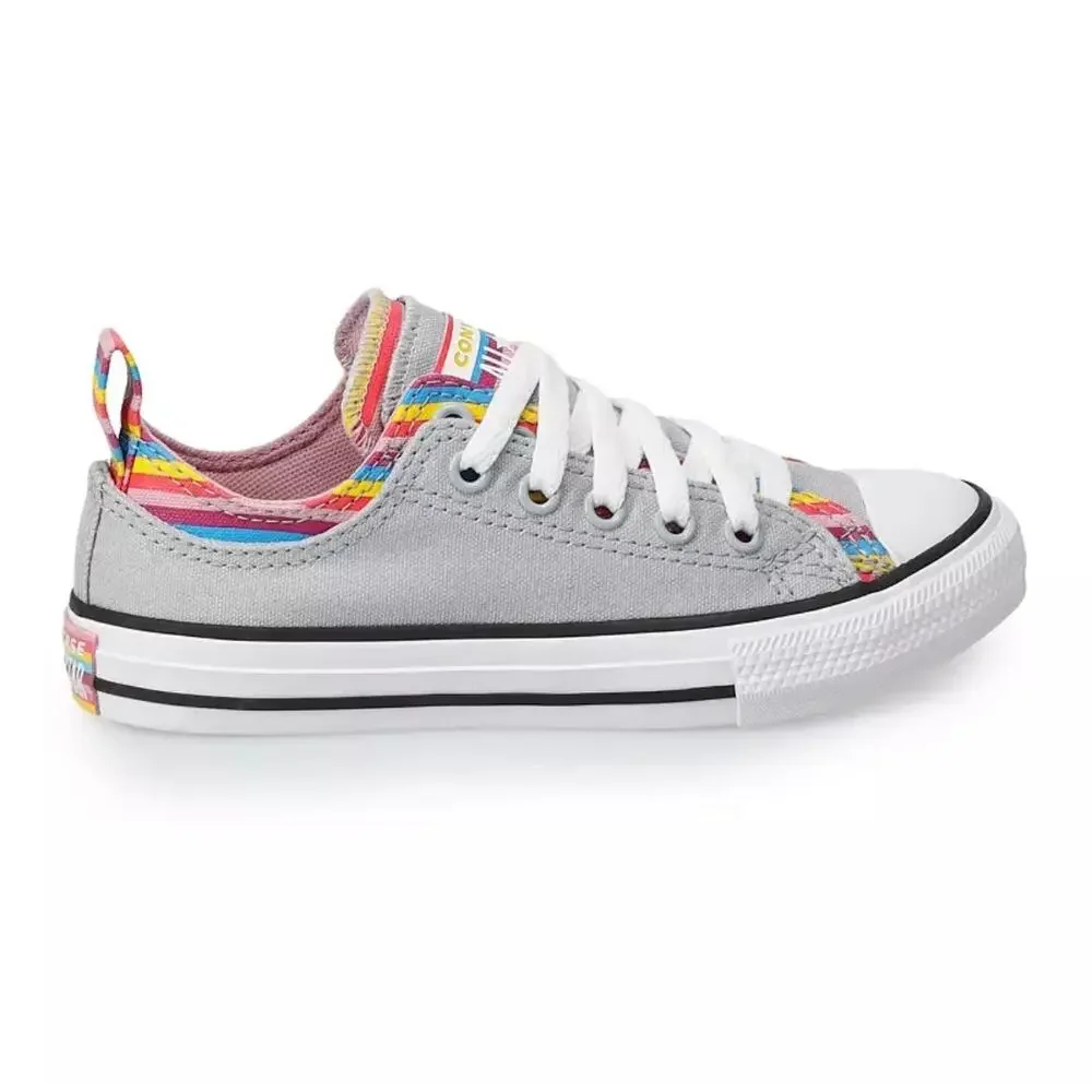 Converse All Star Girls Rainbow Stripe Low Sneaker Shoes Running‎ 669818F Gray 2